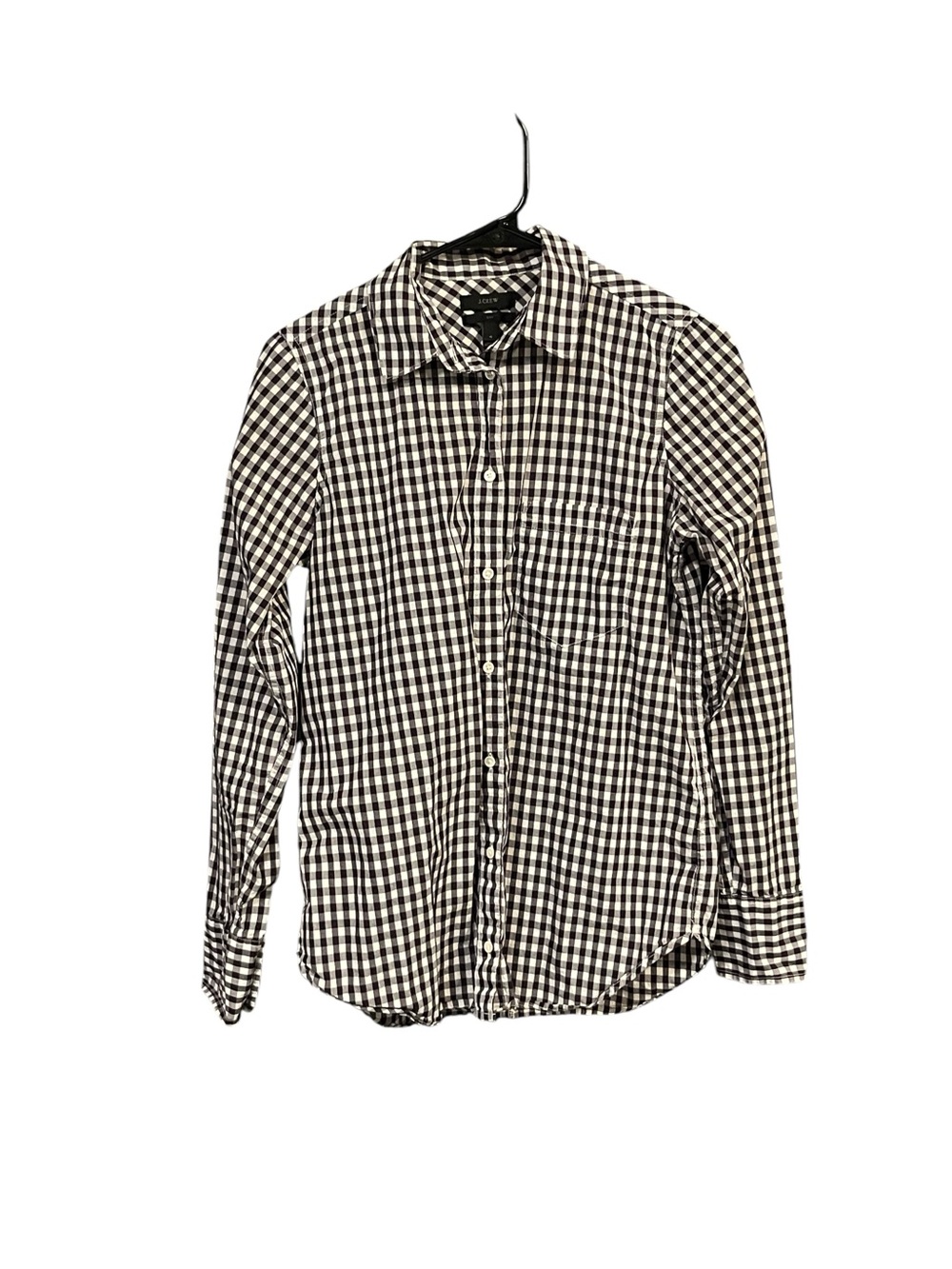 J.Crew Boy Shirt Women’s 4 Purple Gray White Gingham Preppy Classic Coastal